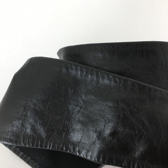 Vintage 80’s Leather Shop Black Soft Genuine Leather Belt NEW Size L Art To Wear main image 12